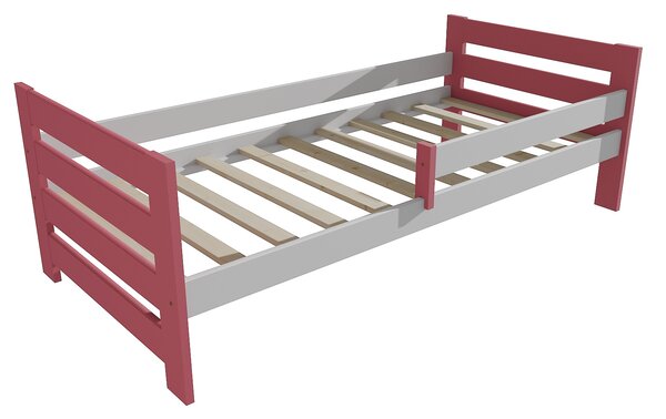 Vomaks Dětská postel se zábranou VMK005E KIDS Rozměr: 90 x 190 cm, Barva: barva růžová + bílá