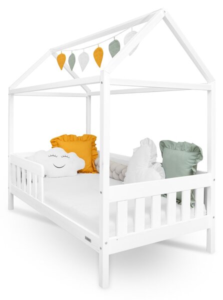 Dětská postel domeček se zábradlím a roštem New Baby CASTELLO 160x80 cm bílá