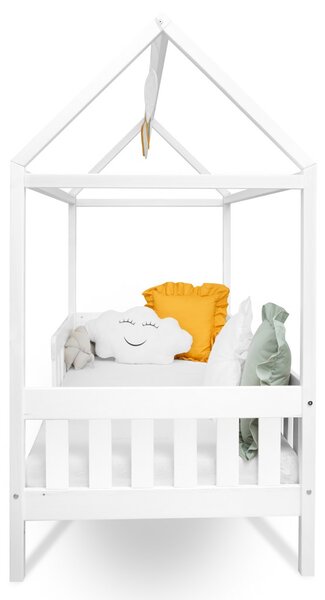 Dětská postel domeček se zábradlím a roštem New Baby CASTELLO 160x80 cm bílá