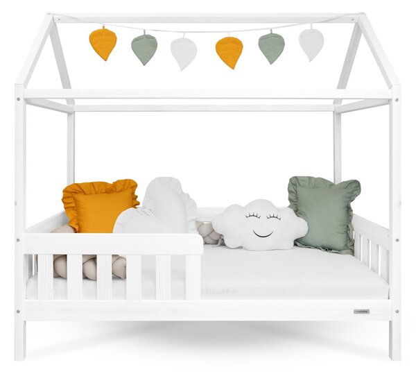 Dětská postel domeček se zábradlím a roštem New Baby CASTELLO 160x80 cm bílá