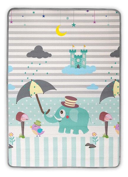 Oboustranná pěnová podložka Milly Mally Kinder Digits and Elephant 178x120 cm