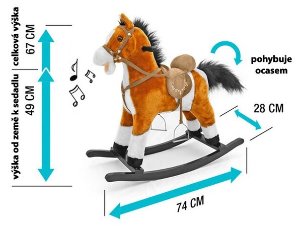 Houpací koník s melodií Milly Mally Mustang tmavě hnědý