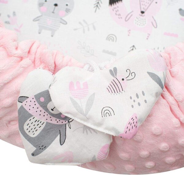 Luxusní hnízdečko s polštářkem a peřinkou New Baby z Minky růžové