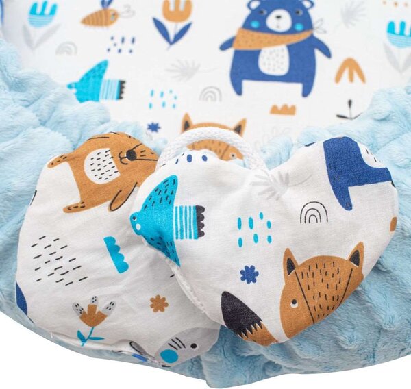 Luxusní hnízdečko s polštářkem a peřinkou New Baby z Minky modré