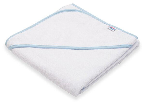 Dětská froté osuška s kapucí New Baby BASIC 80x80 bílo-modrá