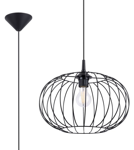 Sollux SL.1185 - Lustr na lanku TSUNO 1xE27/15W/230V černá