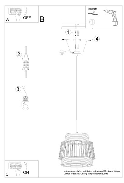 Sollux SL.1253 - Lustr na lanku BRILO 1xE27/15W/230V