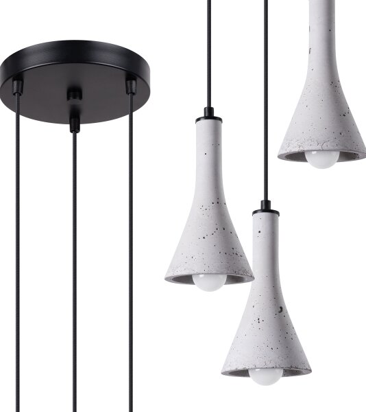 Sollux SL.1226 - Lustr na lanku REA 3xE14/12W/230V beton