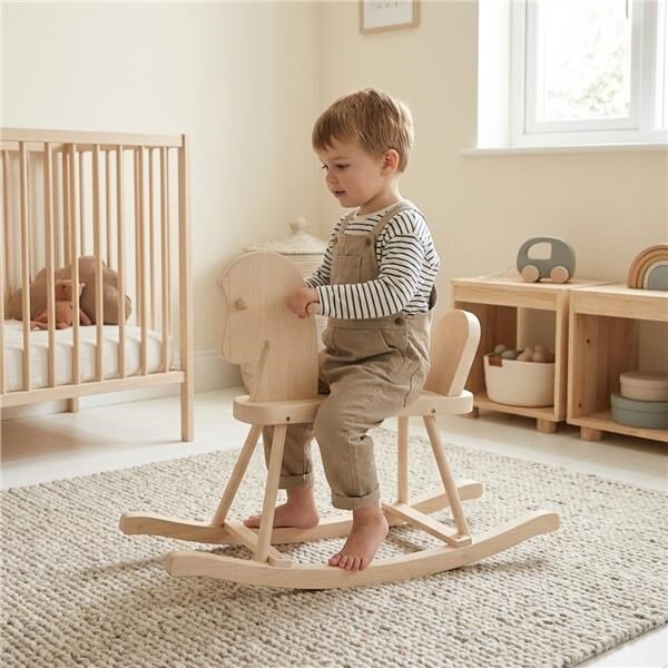 Dřevěný houpací koník pro děti Baby Mix přírodní
