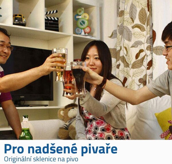 Sklenice ve tvaru piva