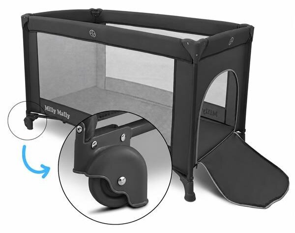 Dětská cestovní postýlka Milly Mally Mirage v přenosné tašce dark grey