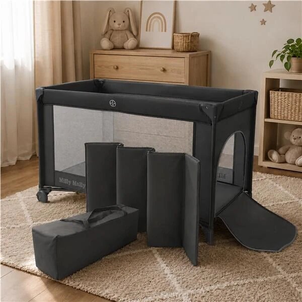 Dětská cestovní postýlka Milly Mally Mirage v přenosné tašce dark grey