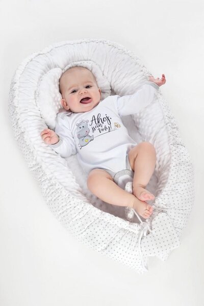 Luxusní hnízdečko s polštářkem a peřinkou New Baby z Minky Srdíčko bílé