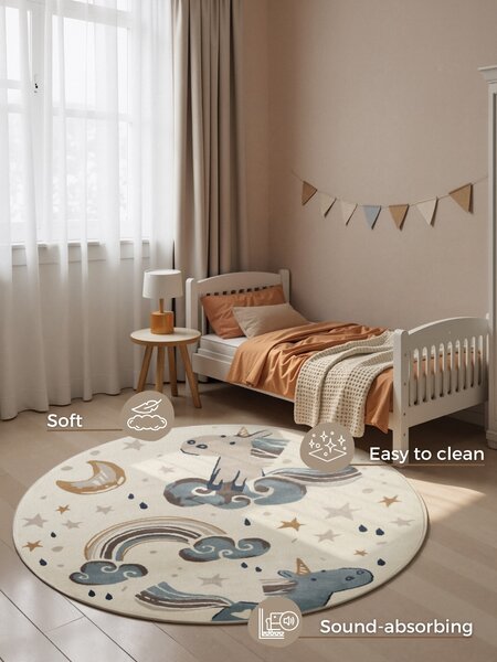 Hanse Home, Dětský koberec Adventures 106413 Cream Multicolor kruh, 160x160 (průměr) kruh, vícebarevná, dětský pokoj