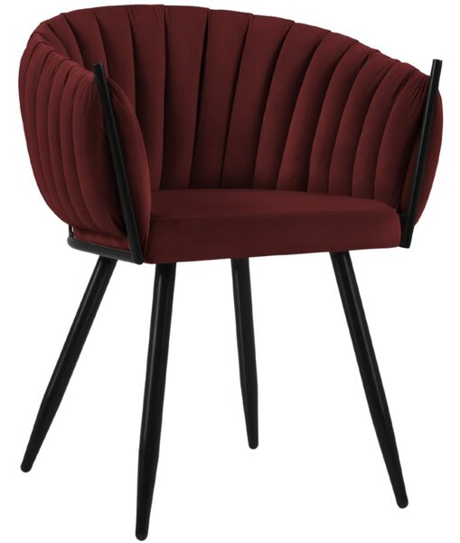 Bordově červená sametová jídelní židle MICADONI Levin