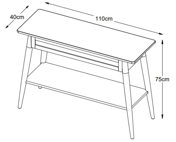 Unique Furniture Tmavě hnědý dubový toaletní stolek Barrali 110 x 40 cm