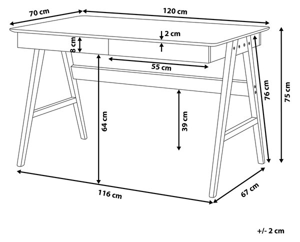 Pracovní stůl SHESLAY Bílá 120 cm 70 cm se zásuvkami