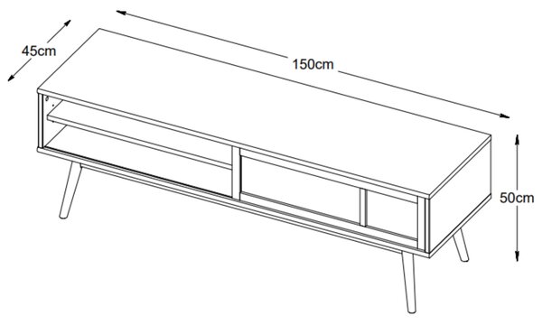 Unique Furniture Tmavě hnědý dubový TV stolek Barrali 150 cm