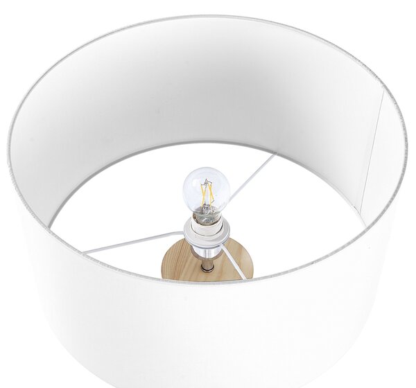 Stojací lampa NITRA Dubové dřevo Bílá