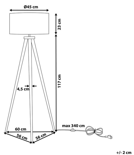 Stojací lampa NITRA Dubové dřevo Bílá