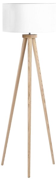 Stojací lampa NITRA Dubové dřevo Bílá