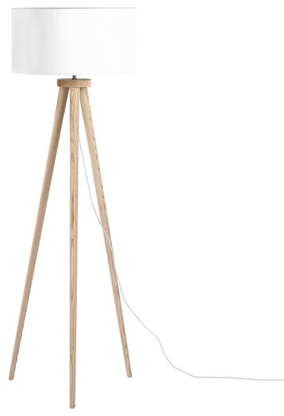 Stojací lampa NITRA Dubové dřevo Bílá