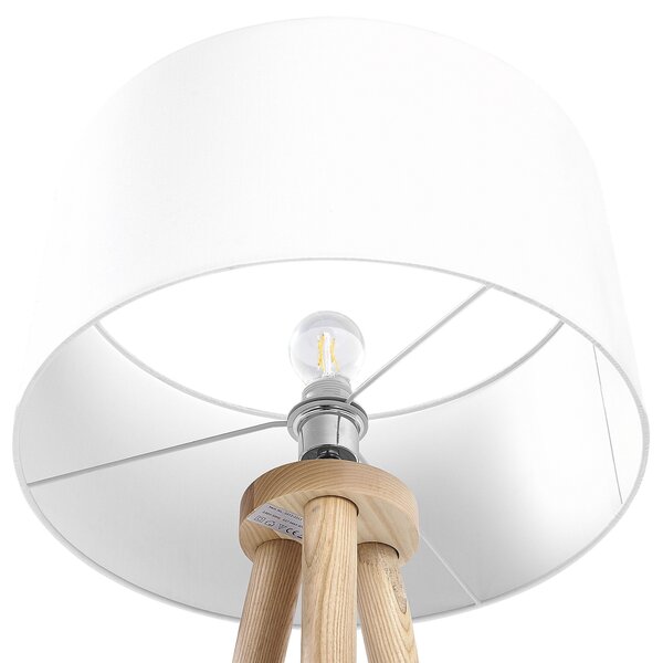 Stojací lampa NITRA Dubové dřevo Bílá