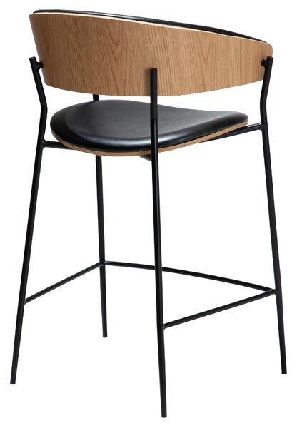 ​​​​​Dan-Form Dubová barová židle DAN-FORM Crib s koženkovým sedákem 63 cm