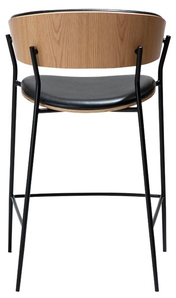 ​​​​​Dan-Form Dubová barová židle DAN-FORM Crib s koženkovým sedákem 63 cm