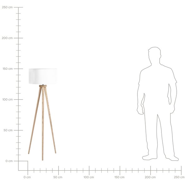 Stojací lampa NITRA Dubové dřevo Bílá