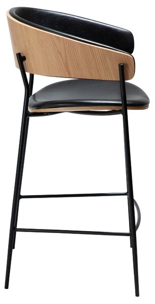 ​​​​​Dan-Form Dubová barová židle DAN-FORM Crib s koženkovým sedákem 63 cm