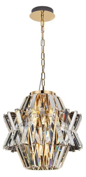 Křišťálový lustr na řetězu CROWN 4xE14/40W/230V zlatá