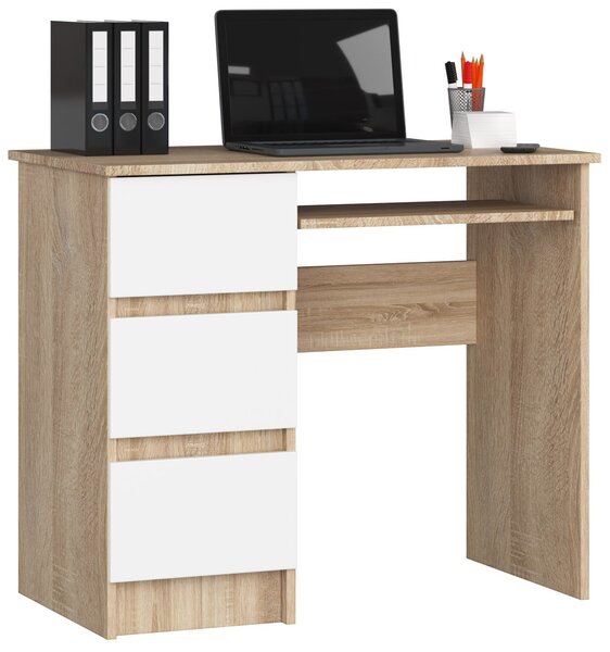 Ak furniture Psací stůl A-6 90 cm dub sonoma/bílý levý