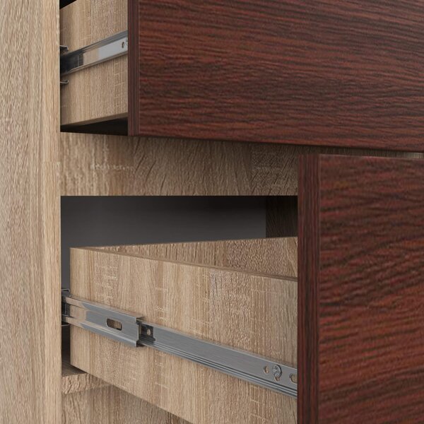 Ak furniture Komoda Kuba 60 cm - 5 šuplíků dub sonoma/wenge