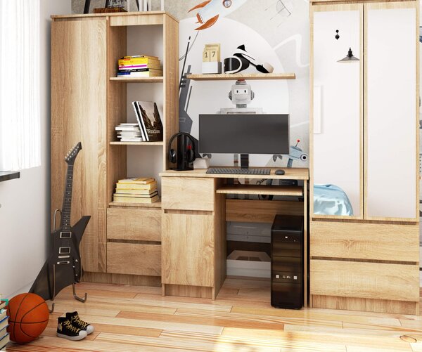 Ak furniture Psací stůl PIKSEL 90 cm dub sonoma levý