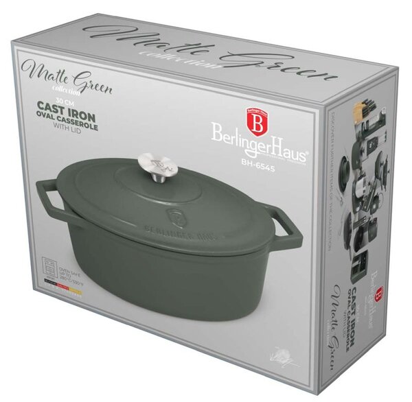 Pekáč litinový s poklicí 30 cm Matte Green Collection