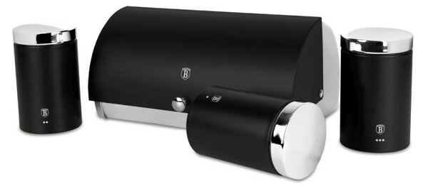 Chlebník a sada dóz na potraviny 4 ks Matte Black Collection