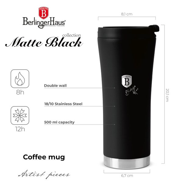 Termohrnek s dvojitou stěnou nerez 0,5 l Matte Black Collection