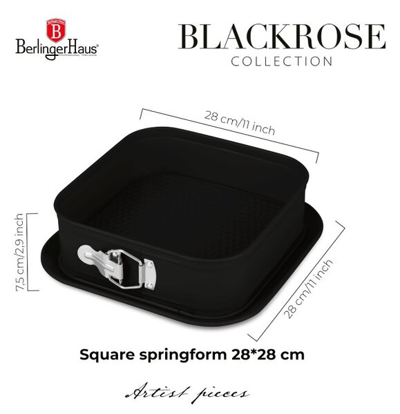 Forma na dort hranatá s titanovým povrchem 28 x 28 cm Matte Black Collection
