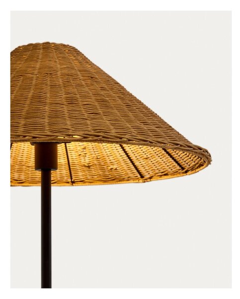 Stojací lampa s ratanovým stínidlem v černo-přírodní barvě (výška 154 cm) Urania – Kave Home