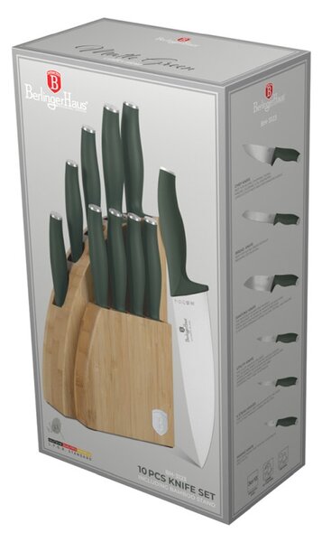 Sada nožů se stojanem BAMBOO 10 ks Matte Green Collection