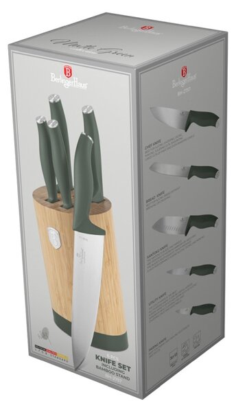Sada nožů se stojanem BAMBOO 6 ks Matte Green Collection
