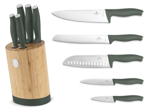 Sada nožů se stojanem BAMBOO 6 ks Matte Green Collection