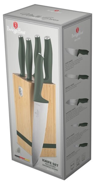 Sada nožů se stojanem BAMBOO 6 ks Matte Green Collection