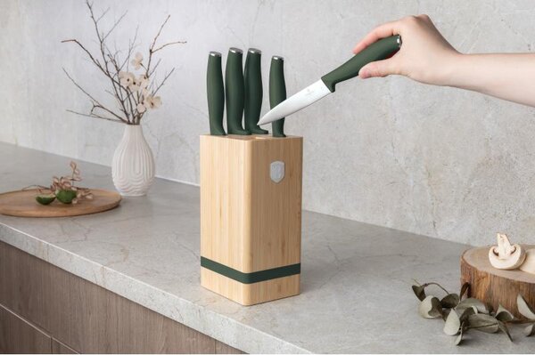 Sada nožů se stojanem BAMBOO 6 ks Matte Green Collection