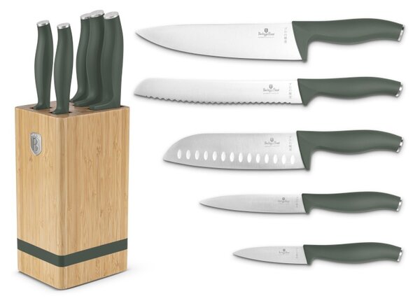 Sada nožů se stojanem BAMBOO 6 ks Matte Green Collection