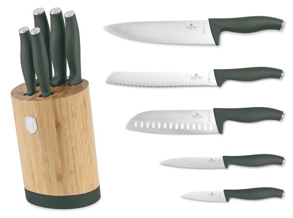 Sada nožů se stojanem BAMBOO 6 ks Matte Green Collection