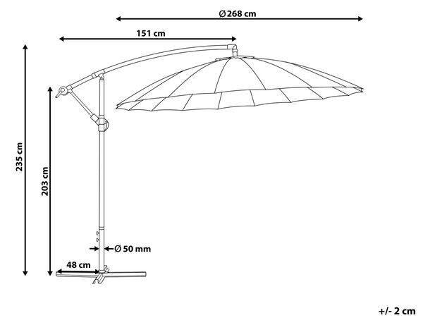 Stojací slunečník 268 cm CALABRIA II Světle béžová