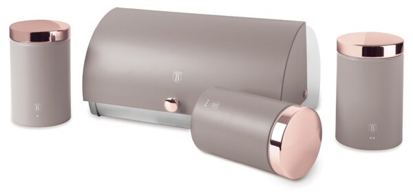 Chlebník a sada dóz na potraviny 4 ks Taupe Collection