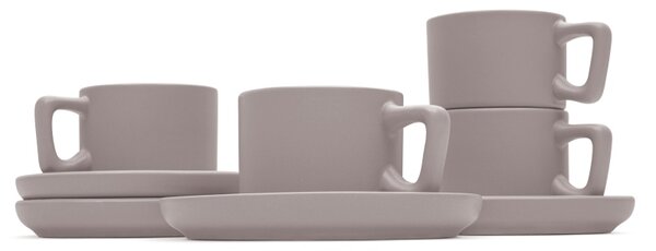 Sada hrnků na espresso s podšálkem 8 ks 100 ml Taupe Collection
